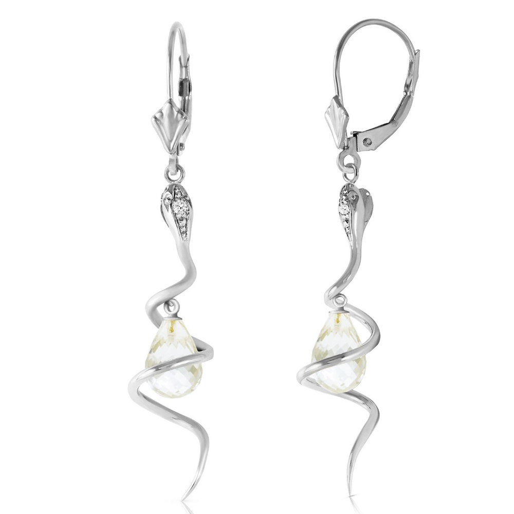 14k Gold Snake Earrings Topaz & Diamonds - Picture 2 of 4
